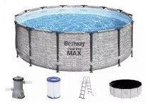 5619D Bestway Круглый каркасный бассейн, 427х122см+фильтр-насос, лестница, тент